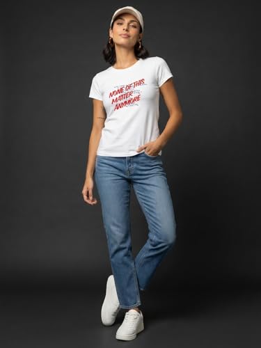 Image of NOBERO 100% Cotton T-Shirts for Women Stylish | Regular Fit | Graphic Printed T Shirts for Women 180 GSM Combed Cotton | Crew Neck Half Sleeve