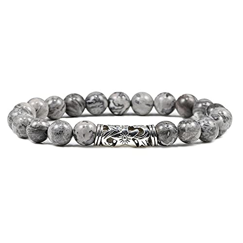 Natural 8mm Beaded Bracelet Couple Tiger Eye Weathered Lava Stone Classic Black White Charm Bracelets Women Men Jewelry-picasso_