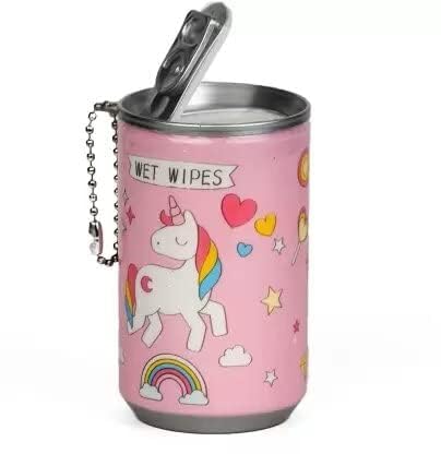 30-Pieces Mini Wet Wipes Tissue in Cartoon Printed Tin Soda Can for Cleaning Face Body for Kids Girls Men Women, Wet Wipes Napkin, Portable Tin Wet Wipes, Multicolor (Pack of 1)-image-11