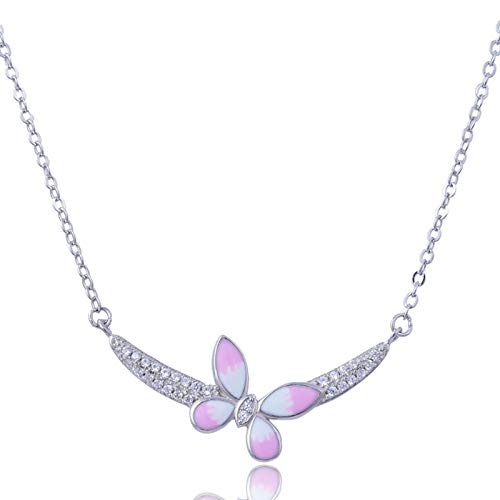Collier chaîne en argent 925 femme avec pendentif fleur de clavicule en zircone rouge