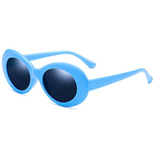 White Oval Round Sunglasses Thick Bold Clout Goggles Oval Mod Retro Vintage Kurt Cobain Inspired Sunglasses Lens