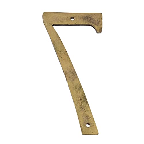 Image of 4 inch Brass House Hotel Door Number Plaque Sticky Numeric Numerical Digit 0-9 [9 (Nine)] (SEVEN)