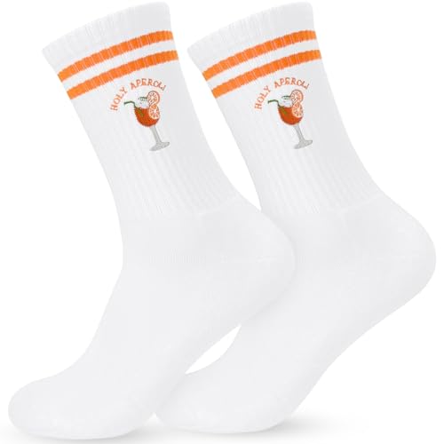 Smlper Aperol Socken Lustige Tennissocken Damen & Herren 39-42 Aperol Spritz Geschenkset (1 Parr)