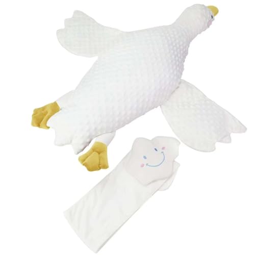 Image of Dilyvoli White Large Goose Plush Pillow Toy Stuffed Animal Cute,Soft Duck Plush Toy Swan Hugging Pillow Plush Soft Bedroom Pillow Goose Plush Toys Hugging Pillow Gifts for Boy and Girls