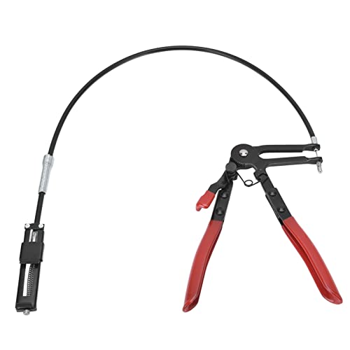 Flexible Hose Clamp Pliers, Spring Loaded Long Reach Hose Pliers Made of 65 Manganese Steel for Water Hose Replacement with Ratc