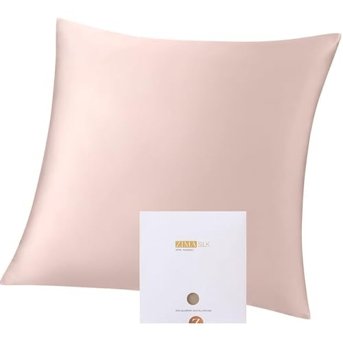 ZIMASILK 100% Pure Mulberry Silk Pillowcase for Hair and Skin Health,Both Sides 19 Momme Silk,1pc (Throw 18''x18'',Pink)