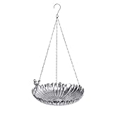 VCUTEKA Hanging Bird Baths for Outdoors, Metal Bird Bath for Outside Birdfeeder for Garden, Patio, Back Yard Decoration, Silver