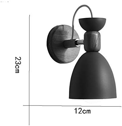 NZDY Nordic Wall Lamp Simple Iron Wood Candy Color Retro Gray White Green Creative Personality Wall E27 Living Room Restaurant Study Bath Corridor Bedroom 12Cm*23Cm Wall Lamp,Gray photo 2