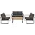 COMLAX FIELD Patio Furniture Set, 4 Pieces Outdoor Patio Furniture with Coffee Table Set, Metal Patio Conversation Sets with Washable and High-Resiliency Sponge Cushions,Upgarded Grey