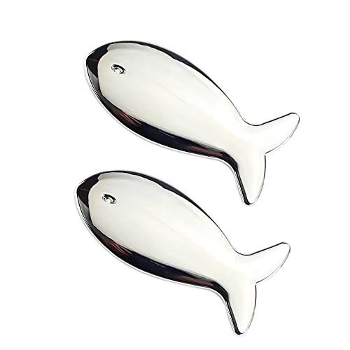 Image of YSY 2Pcs 3D Fish Zinc Alloy Emblem Totem Logo Badge Car Sticker Auto Decoration Car Body Decal Automobile Accessories(A) (3D Fish, Silver)