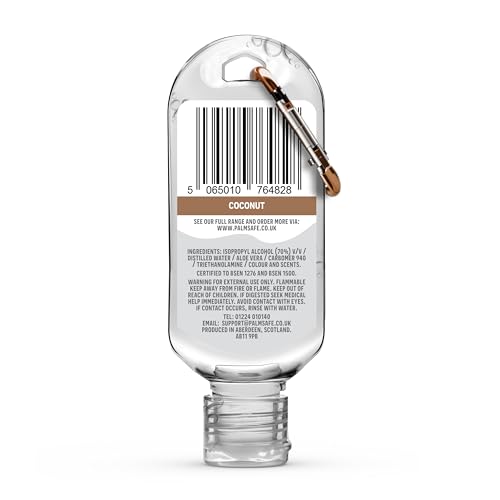Palm Safe Coconut 60ml Anti Bacterial Premium Hand Sanitiser Travel Size Refillable Clip Bottle Quick Drying Non Sticky Extra Moisturising Kills 99.9% of Viruses and Bacteria - Image 3