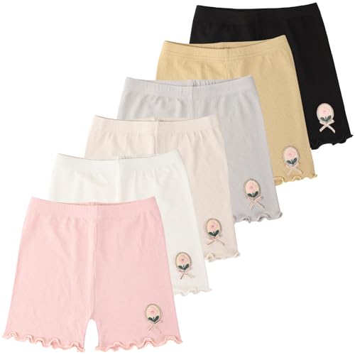 6 Pack Girls Bike Shorts Kids Dance Under Dress Safety Shorts for Cartwheel Running2