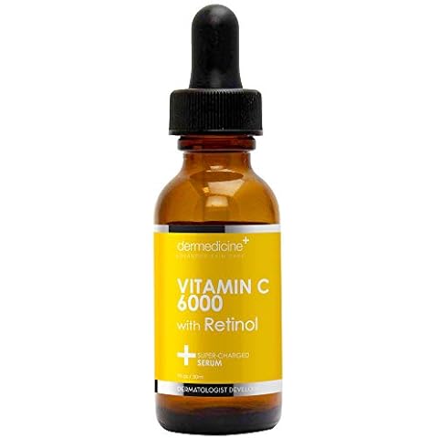 Dermedicine Vitamin C 6000 w/Retinol Anti-Aging Serum for Face | Pharmaceutical Grade | Helps Smooth Wrinkles, Brightens Complexion | Improves Texture & Tone for More Youthful Skin | 1 fl oz / 30 ml Cover