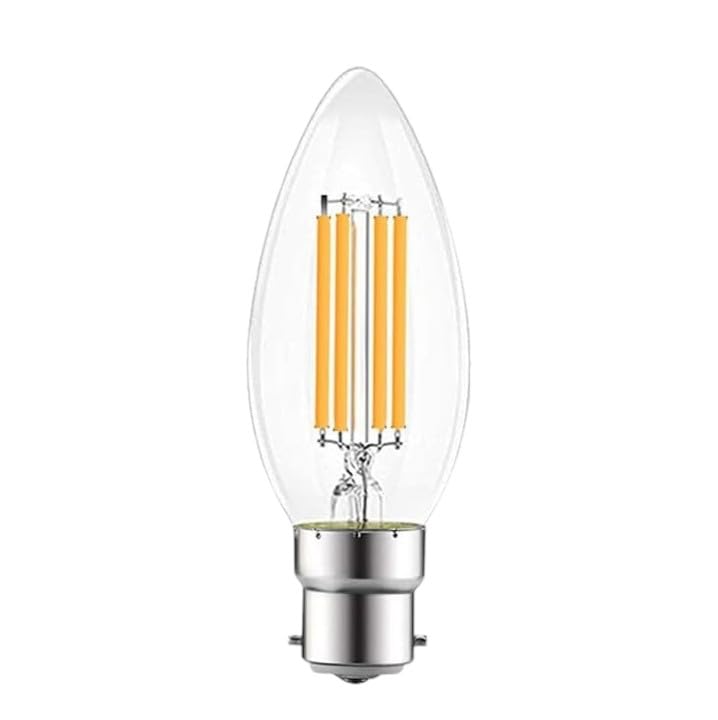 VTAC B22 Led Candle Bulb Bayonet, LED Filament Candle Bulb, C37 4W Edison Candle Light Bulbs, 40W Incandescent Bulb Equivalent, Warm White 3000K, 470Lm, Ceiling Light Fittings Non-Dimmable, Pack of 15