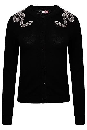 Ro Rox Snake Cardigan Gothic Serpent Embroidery Knitted Long Sleeve
