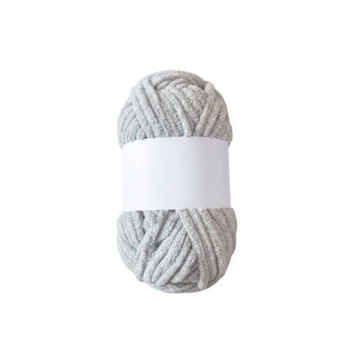 Image of Soft Chenille Yarn 100 gm Soft Velvet Wool Oon for Crochet Knitting DIY Craft Multipurpose Yarn Ball for Blanket Scarf Cushion Making (Purple) (Grey)