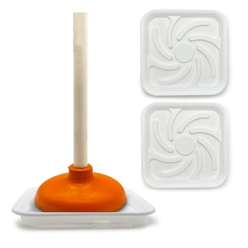 Image of Plunger Tray 2pcs White,Home Kitchen&Home Bathroom Tray - Plunger Mat Air Drying Mat for Toilet Catches Drips from Toilet Plunger,Wicks Water Away for Quick Drying，Toilet Plunger Holder