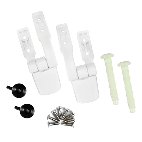 Toilet Seat Hinges White Plastic with Durable Bolts Screws and Nuts Replacement Toilet Seat Hinge (MFL09A)