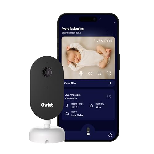 Owlet Dream Sight, Smart HD Video Baby Monitor with 2K Camera, Cry, Motion and Sound Alerts, Temp + Humidity Monitoring, Secure WiFi, 2-Way Talk, Compatible with Sock