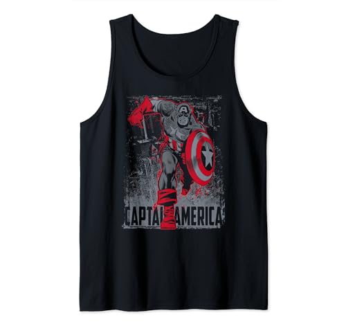 Débardeur Captain America Marvel pour homme avec portrait noir et blanc
