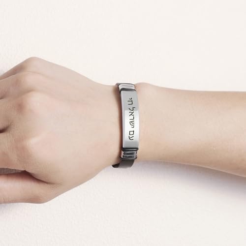 Pulsera Ajustable de Acero Inoxidable con Inscripción Hebrea miniatura 4