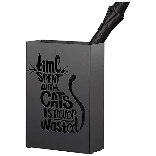 Porte-parapluies en fer forgé noir compact pour entrée de maison