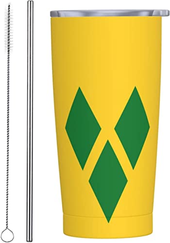 GeRRiT Tasse à café de voyage en acier inoxydable avec motif drapeau de Saint-Vincent-et-les Grenadines - Gobelet de voyage isotherme sous vide