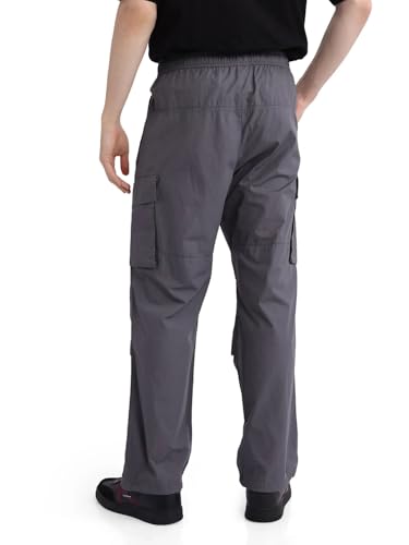 Image of RARE RABBIT Men's PARC Grey Cotton Plain Regular Fit Trouser