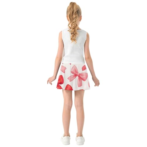 Joisal Skirts with Shorts Red Pink Bows White Girls' Shorts Athletic Skorts Fun Cute Little Girl 4t4