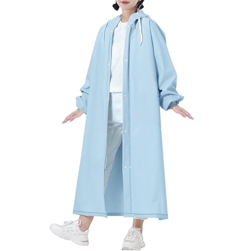 Genérico Impermeable Alargado para Lluvias No Desechable Ciclistas Chaqueta Gruesa Exterior Conducción (Sky Blue, M)