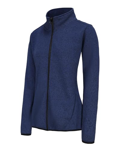 Image of Dolcevida Women's Long Sleeve Sweater Fleece Zip Up Speckled Jacket with Pockets