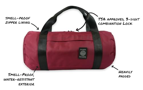 Dime Bags Odor Sealing Duffle Tube, Padded Interior for Glass Protection Travel, Lockable Zipper, Scent Blocking Carbon-Lined2