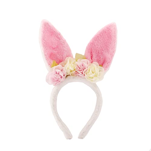 Toddler Girls Pink Adorable Easter Bunny Cosplay Princess Dress Cute Plush Rabbit Ears Party Mesh (P