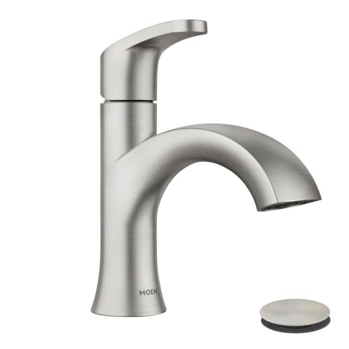 Moen Karis Spot Resist Brushed Nickel One-Handle Single Hole Bathroom Sink Faucet with Optional Deck Plate, 84346SRN