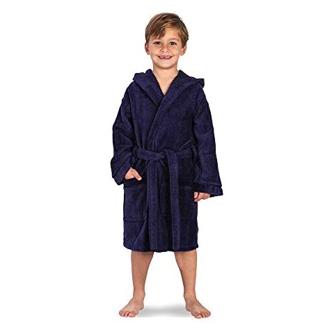Children Dressing Gown Kids Boys Girls Hooded Bathrobe 100% Cotton Soft Toweling 8-14 Years Cover