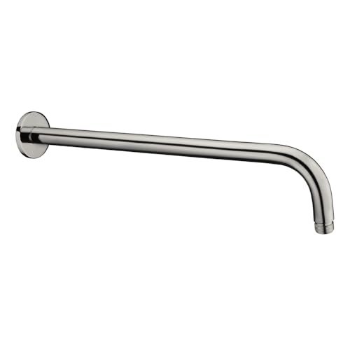 Braccio doccia satinato 35 cm con design tondo in acciaio inox, supporto a muro per soffione con attacco standard G 1/2'