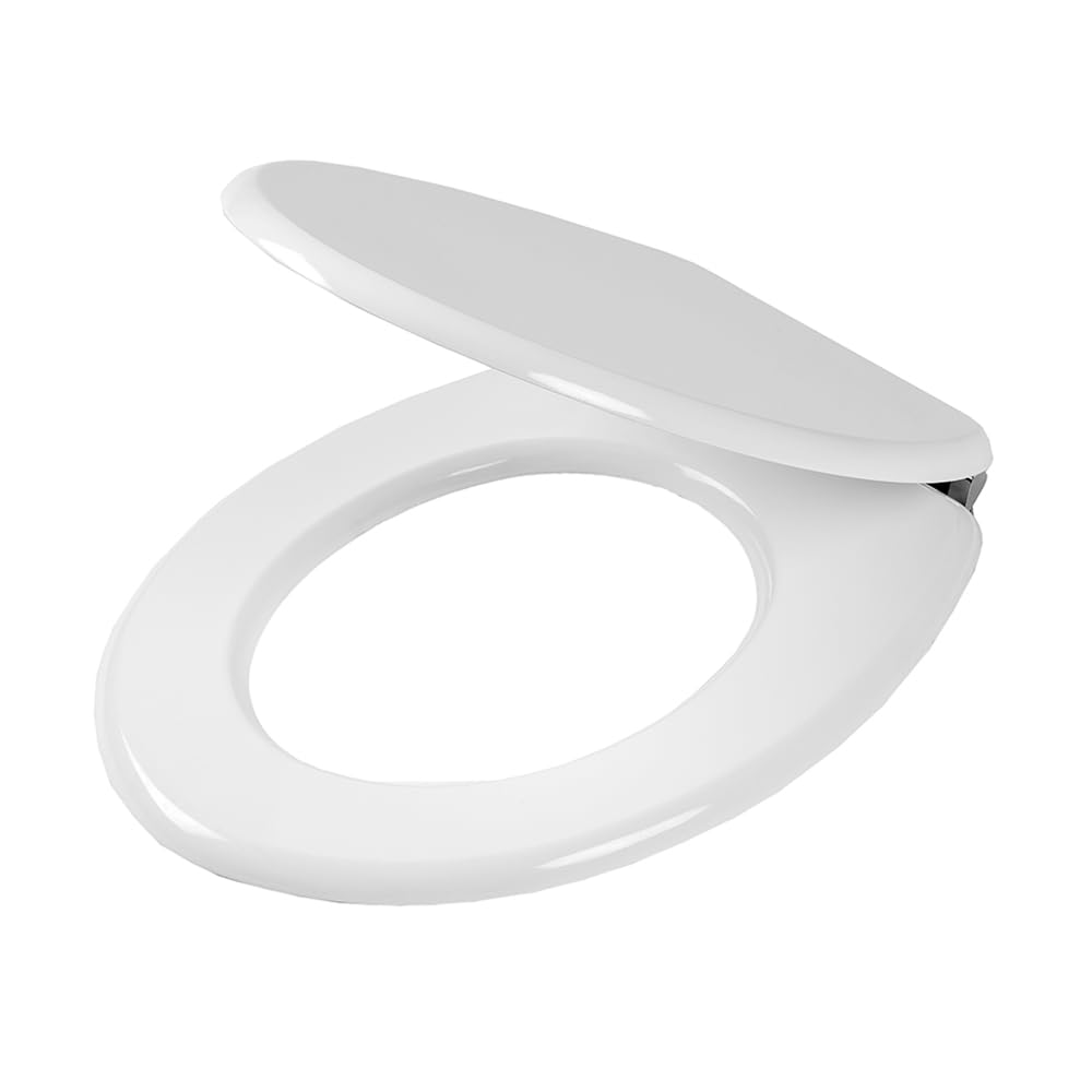 Copriwater Elisse Ideal Standard Dedicato Bianco in Legno Rivestito Resina | Sedile WC Compatibile Vaso Ideal Standard Elisse | con Paracolpi Antiscivolo E Cerniere in Ottone Cromato Incluse