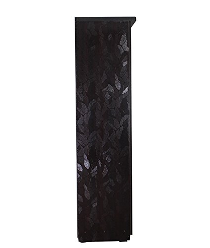 Hexagon Furniture Leaf Textured Engineered Wood Wardrobe With Mirror Black / Brown , 2 Doors 1