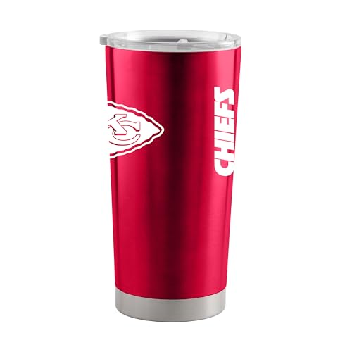 Image of Kansas City Chiefs NFL 20oz Stainless Steel Insulated Tumbler, Slider Lid | Officially licensed Chiefs drinkware; double-wall vacuum construction; cupholder compatible; BPA-free; hand wash only