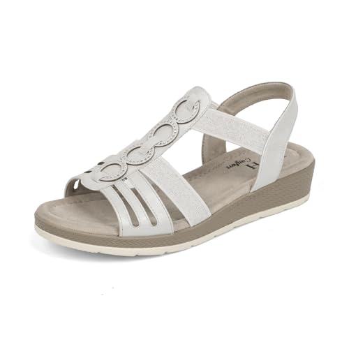 Image of VJH confort Women's Flat Sandals, Comfort Slip-on Elastic Ankle Strap Slingback Light Weight Casual Walking Sandals