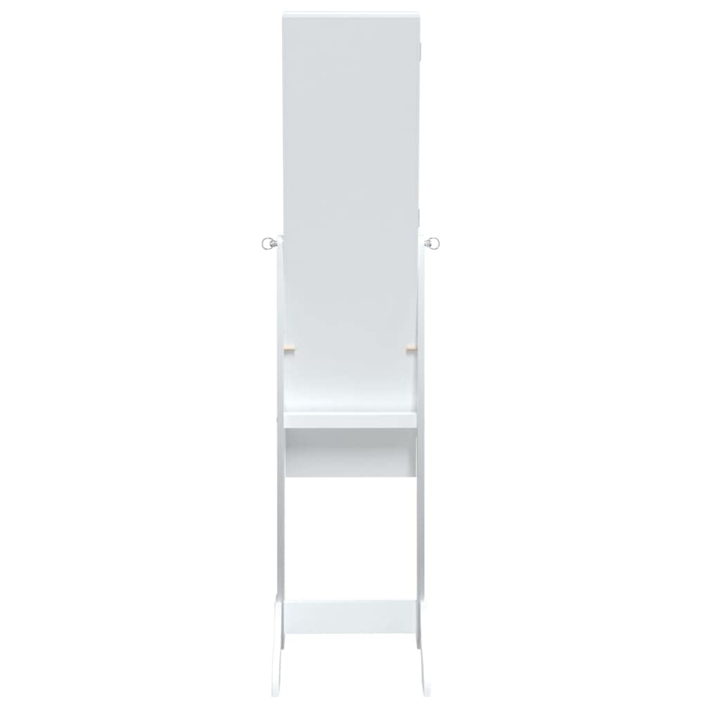 Specchio da terra bianco, in legno, 34 x 37 x 146 cm, autoportante, inclinabile, con spazio per camera da letto, corridoio, guardaroba, design elegante per cosmetici e trucchi