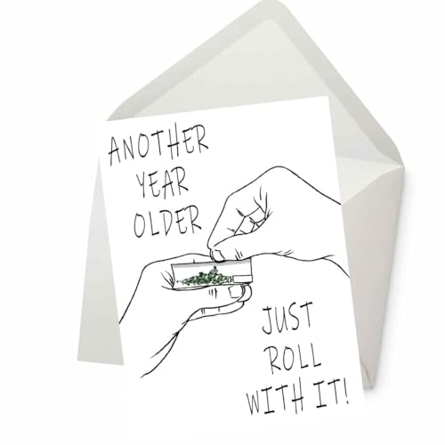 PICTURE THIS PRINTS Just Roll With It Marijuana Greeting Card, Marijuana Birthday Card, Funny Weed Greeting...