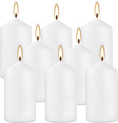 Set Of 8 Unscented Pillar Candles 2" X 4"，White Candles For Home Decor,Church,Restaurants,Spa,Emergency Light,All Occasions #TOP1