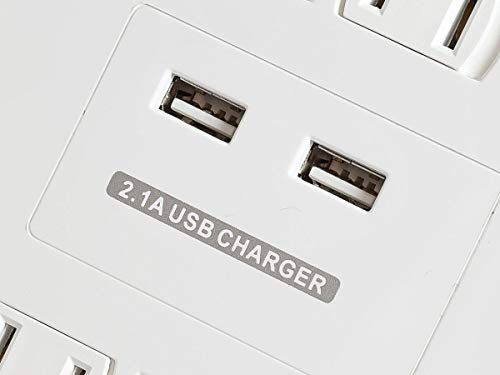 Monoprice Power & Surge - Protector eléctrico con 12 tomas y 2 puertos USB de carga 2.1A incorporados - 1.83 m - Blanco miniatura 3