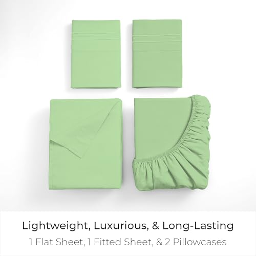 Image of Mellanni Full Sheets Set - 4 PC Iconic Collection Bedding | Hotel Luxury, Extra Soft, Cooling Bed Sheets - Wrinkle, Fade, Stain Resistant (Full, Pistachio)