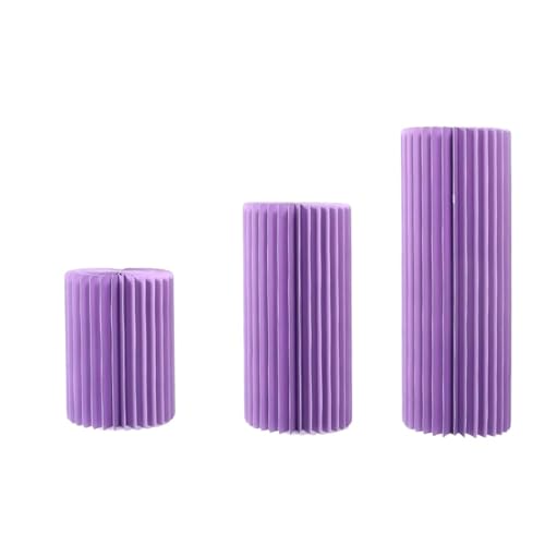 Cylindres pliables en papier violet pour présentoir à gâteaux de fête