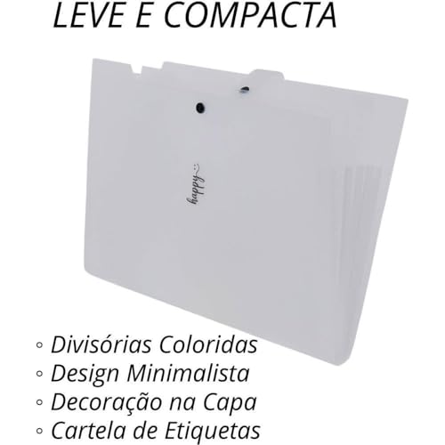 Pasta Sanfonada, Plástica, A4, 5 Divisões, Cristal, Polibras