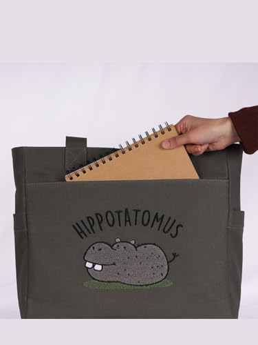 Image of TSANTA U Shaped Canvas Tote Bag, 35.56x33.02 cm with 10.8 cm Gusset, Cotton, Zipper Closure, Laptop Compartment