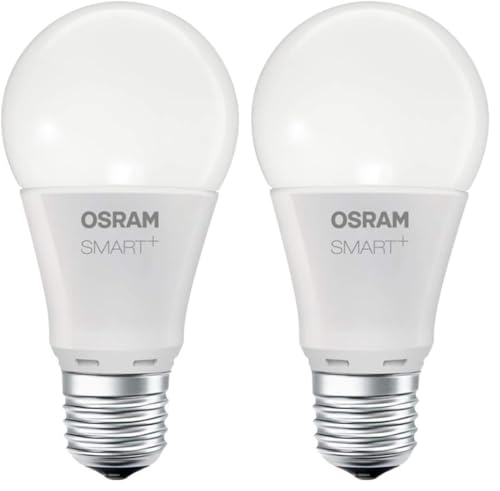 OSRAM Smart + LED, lámpara ZigBee con zócalo E27, blanco cálido, atenuable, directamente compatible con Echo Plus y Echo Show (2ª generación) (Paquete de 2)