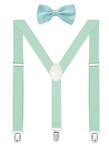 Image of habibee Suspenders and Bow Tie Set for Men, Adjustable Elastic Braces with Y-Back, Diverse Colors, Strong Clips